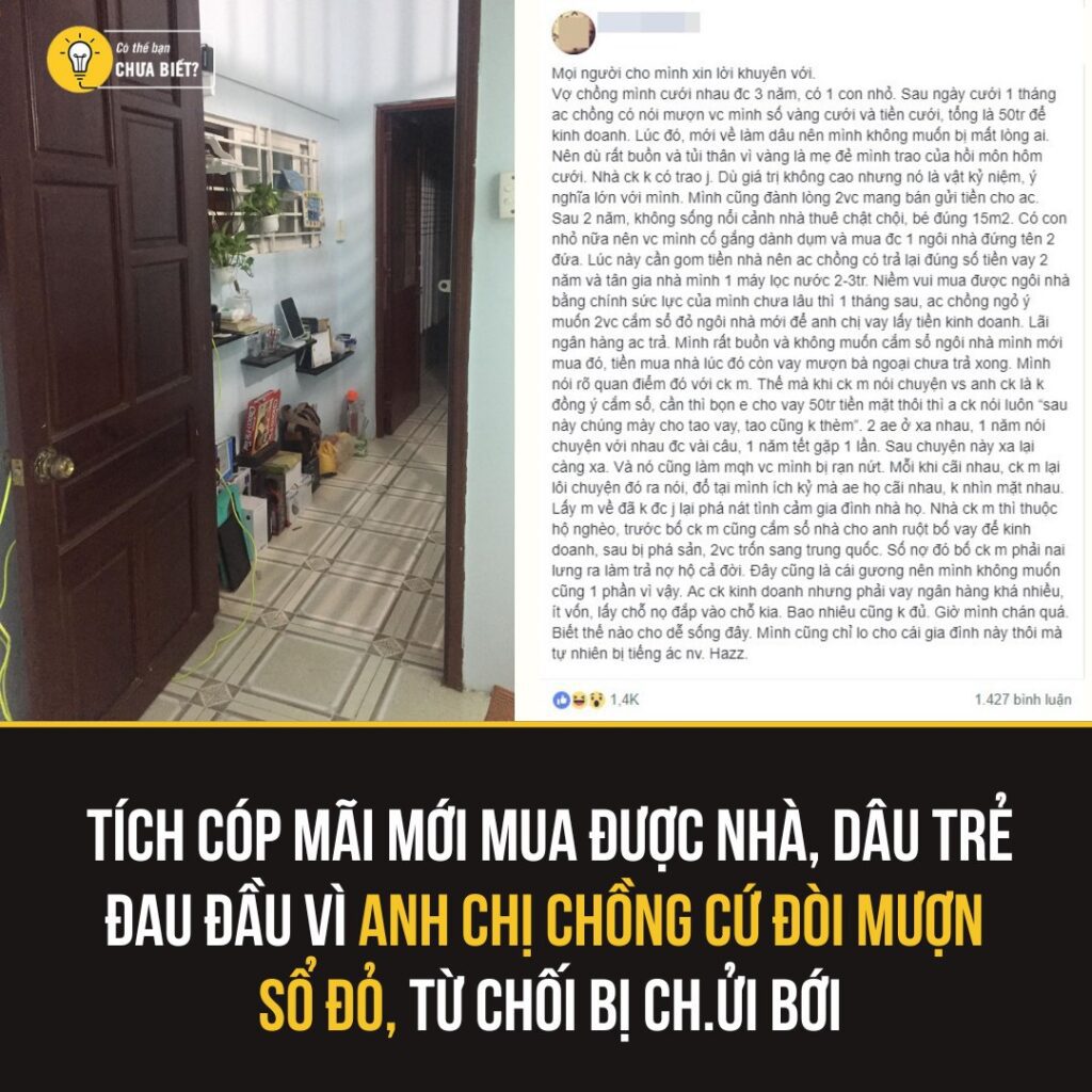 Đôi vợ chồng trẻ khốn đốn vì mâu thuẫn gia đình sau khi mua nhà 2 553308677 1366510535143838 7372354598009854775 n