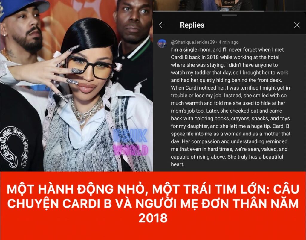 Khoảnh khắc cảm động khi Cardi B cứu mẹ đơn thân 2 557767983 821718163714387 1682951740354110674 n