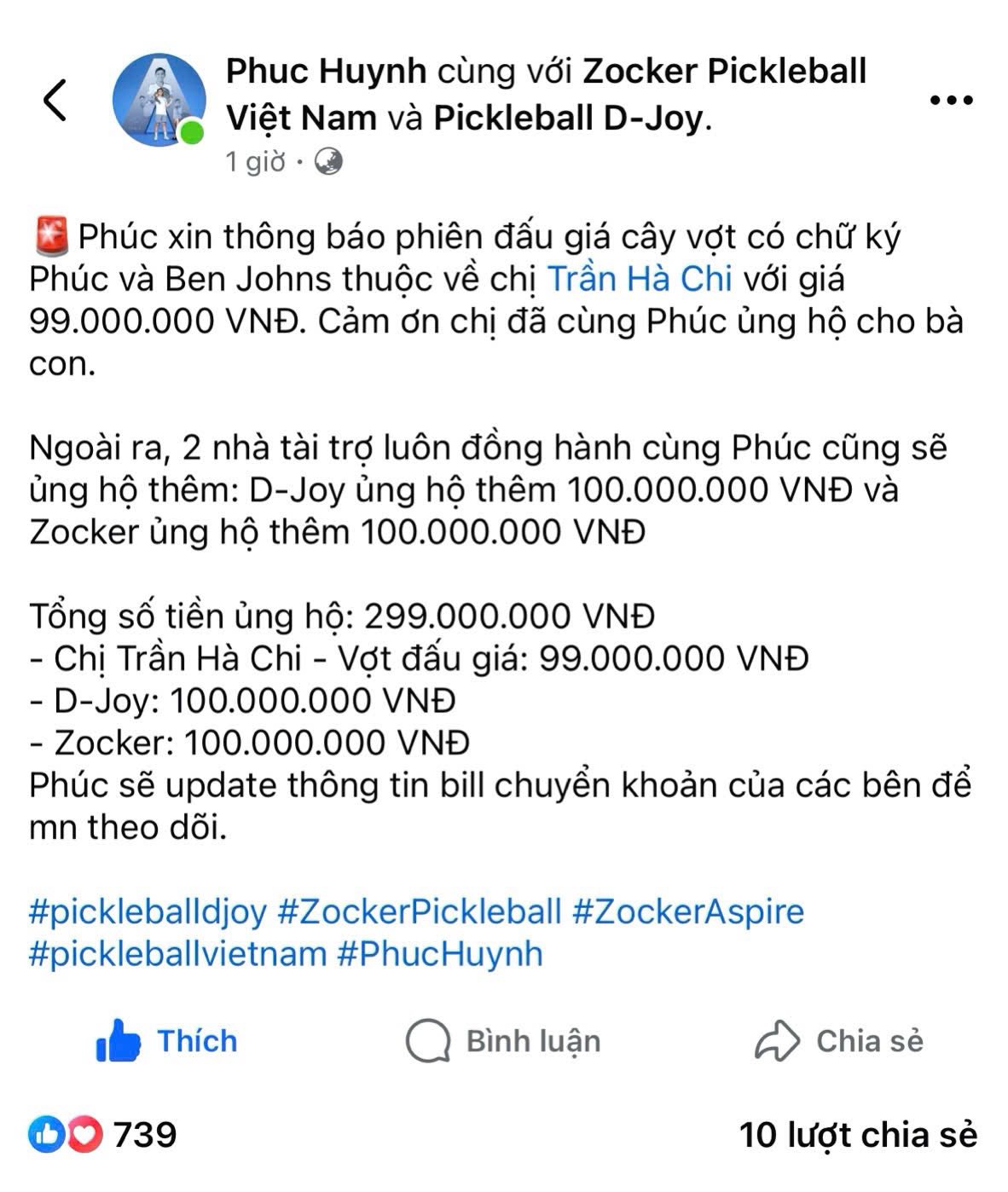 VĐV Pickleball Phúc Huỳnh Đấu Giá Vợt Hỗ Trợ Người Dân Thiên Tai 4 558945008 1204176721743036 5678204782418167921 n